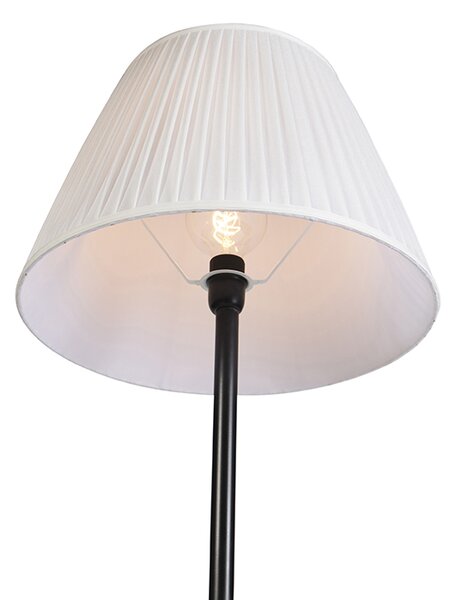 Modern állólámpa fekete fehér redős árnyékolóval 45 cm - Simplo
