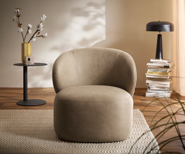 DELIFE Lounge fotel Pulo 80x80 cm mikroszálas bézs vintage