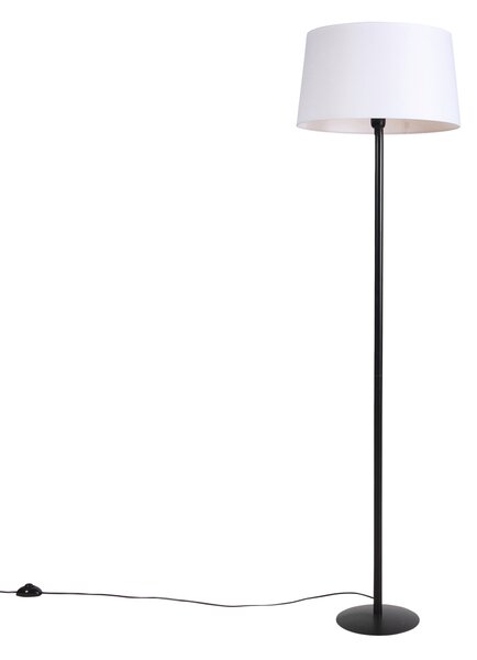 Fekete állólámpa fehér vászon búrával 45 cm - Simplo