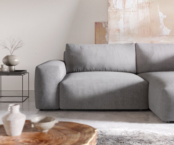 DELIFE Sarokkanapé Lanzo XL 270x180 cm mikroszálas szürke változtatható rekamié