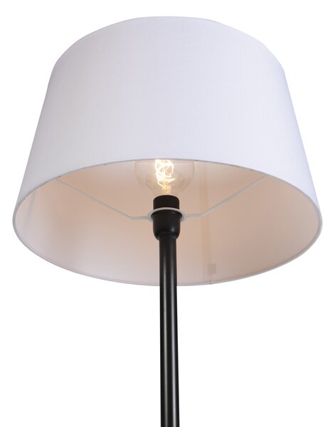 Fekete állólámpa fehér vászon búrával 45 cm - Simplo