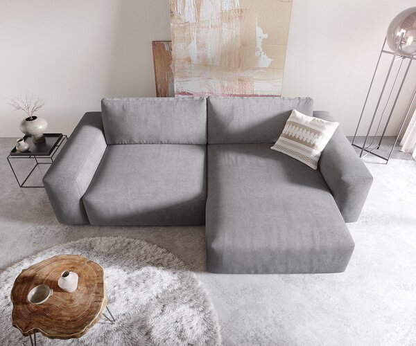 DELIFE Sarokkanapé Lanzo XL 270x180 cm mikroszálas szürke változtatható rekamié