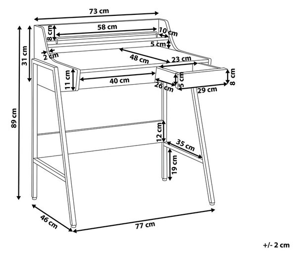 Polcos íróasztal BROXTON Fehér 77 cm 46 cm