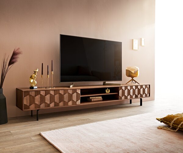 DELIFE TV szekrény Fevo 240 cm akác barna 4 ajtós L-láb