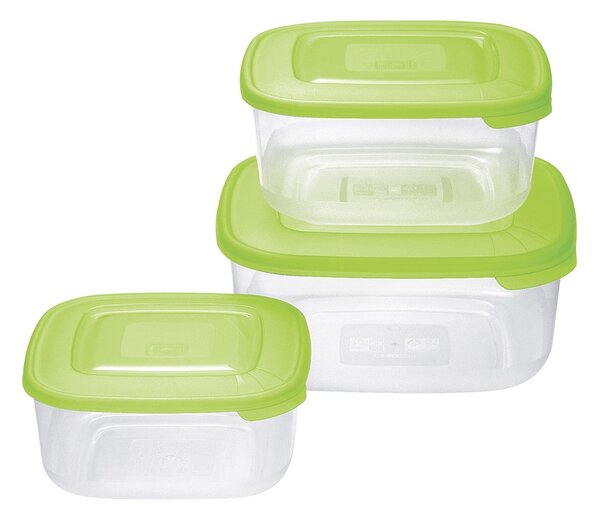 Tontarelli műanyag élelmiszerdoboz készlet 3 db, négyzet alakú, zöld