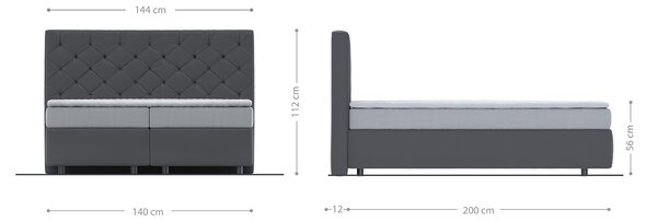 DELIFE Boxspring ágy Dream-Great 140x200 cm mikroszálas antracit vintage matraccal és topperrel