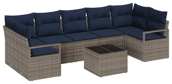 Kanapé Szett 8 pcs Szürke polirattan