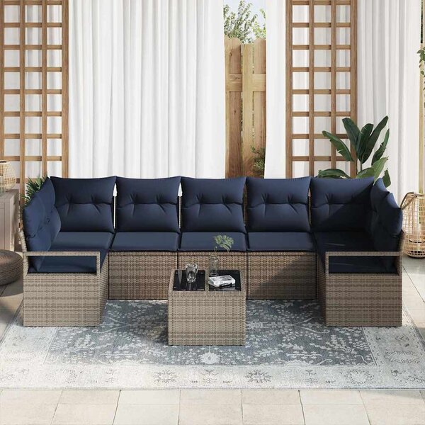 Kanapé Szett 8 pcs Szürke polirattan