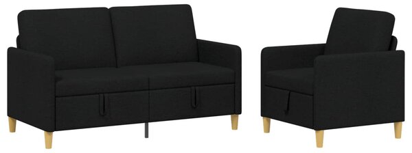 Tárolós kanapé szett 2 pcs Fekete Poliészter