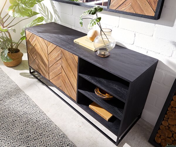 DELIFE Komód Famke 145 cm mango teak 2 ajtós 3 rekeszes