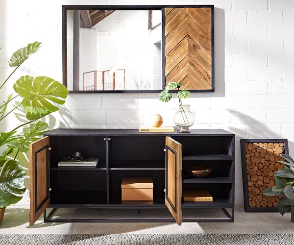 DELIFE Komód Famke 145 cm mango teak 2 ajtós 3 rekeszes