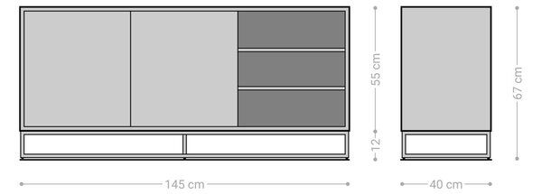 DELIFE Komód Famke 145 cm mango teak 2 ajtós 3 rekeszes