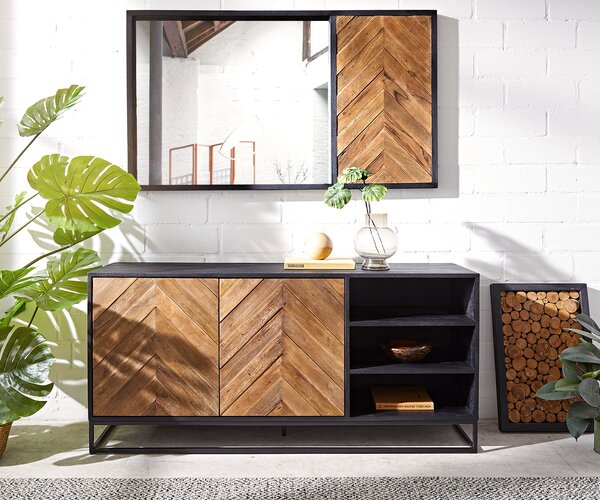 DELIFE Komód Famke 145 cm mango teak 2 ajtós 3 rekeszes