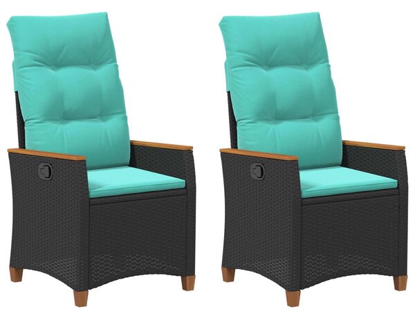 Fekvő Kerti Szék Fekete és Türkiz 64 x 57,5 x 112 cm polirattan
