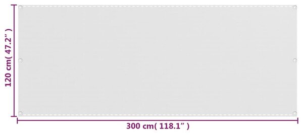 Fehér színű HDPE erkélytakaró 120 x 300 cm