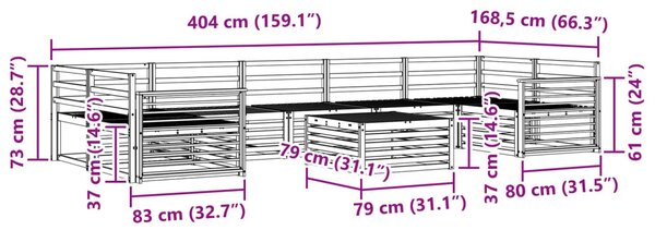 Kültéri kanapé szett 8 pcs Természetes Tömör Akácfa