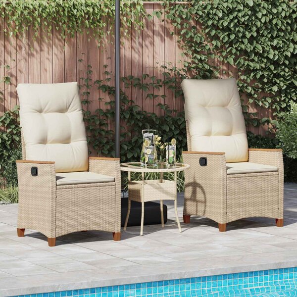Fekvő Kerti Szék Beige és krém 64 x 57,5 x 112 cm polirattan
