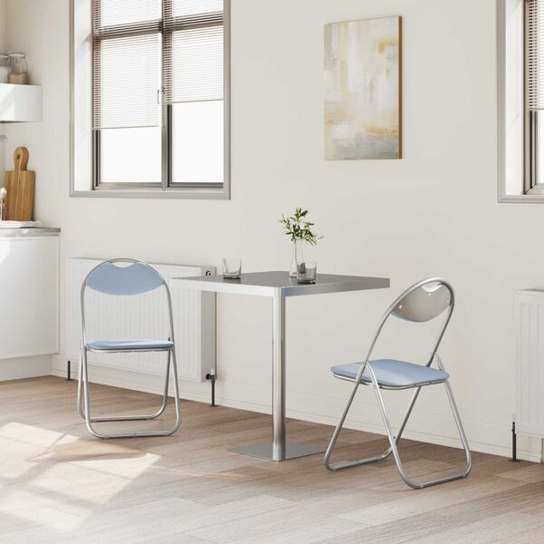 Összecsukható szék 2 pcs Szürke 48 x 43,5 x 81 cm Műbőr