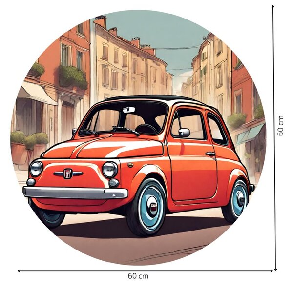 PIPPER. Kör alakú falmatrica "Fiat 500" Méret: 100cm
