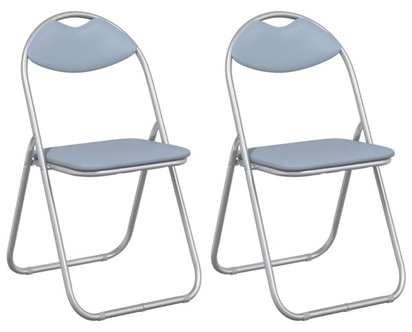 Összecsukható szék 2 pcs Szürke 48 x 43,5 x 81 cm Műbőr