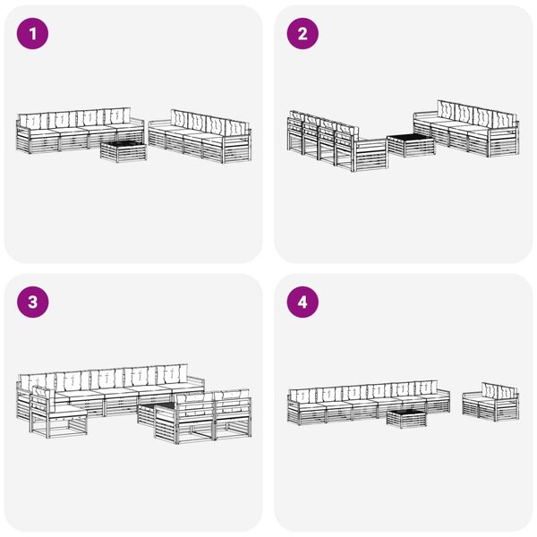 Kültéri kanapé szett 9 pcs Természetes és Világosszürke
