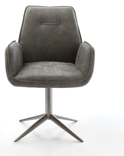 DELIFE Étkezőszék Zoa-Flex mikroszálas szürke vintage láb grafit 360° forgatható hintamechanizmus zsákrugós matrac