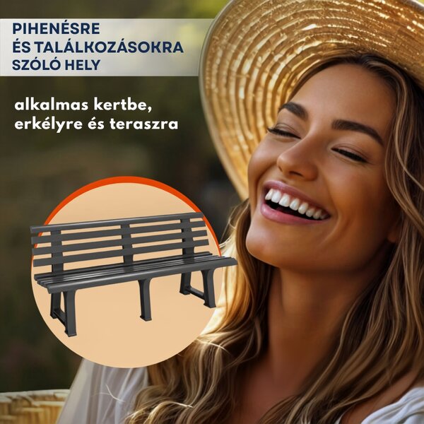ORCHIDEA kerti pad, 145x49x74cm, antracit I.P.A.E-Progarden