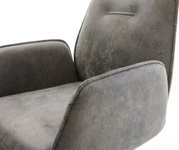 DELIFE Étkezőszék Zoa-Flex mikroszálas szürke vintage láb grafit 360° forgatható hintamechanizmus zsákrugós matrac