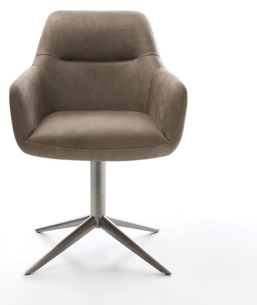 DELIFE Étkezőszék Pejo-Flex mikroszálas taupe vintage grafit láb 360° forgatható hintamechanizmus zsákrugó