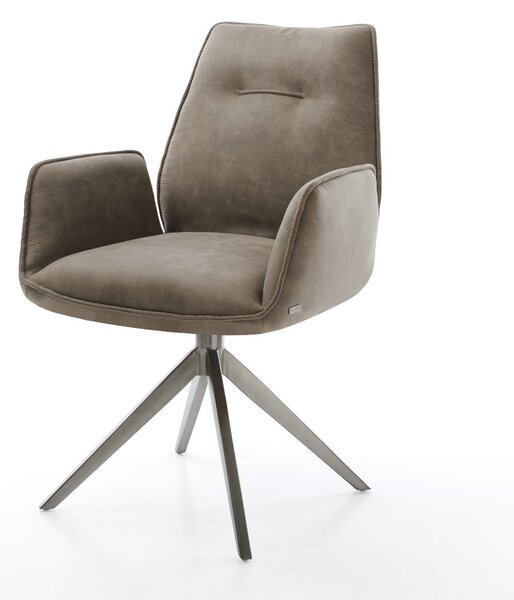 DELIFE Étkezőszék Zoa-Flex mikroszálas taupe vintage kereszt láb széles grafit 360° forgatható hintamechanizmus zsákrugó