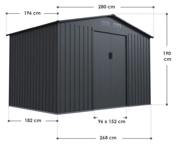 Juskys Kerti ház XL 280x196x190 cm - antracit