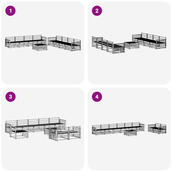 Kültéri kanapé szett 9 pcs Természetes Tömör Akácfa