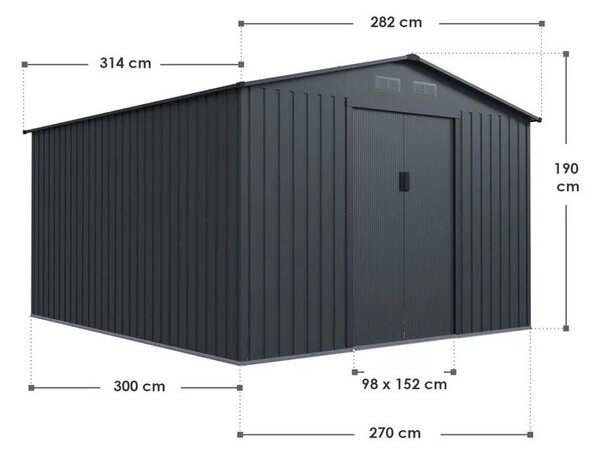 Juskys Kerti ház XXL 282x314x190 cm - antracit