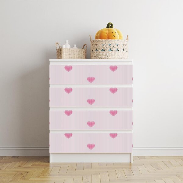 IKEA MALM bútormatrica - rózsaszín szívek
