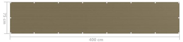 Tópszínű HDPE erkélyparaván 75 x 400 cm