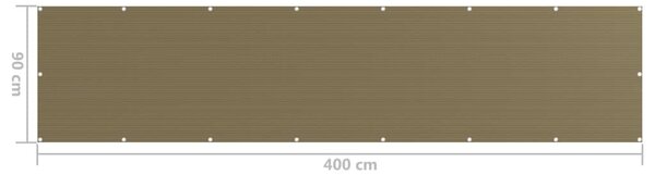 Tópszínű HDPE erkélyparaván 90 x 400 cm
