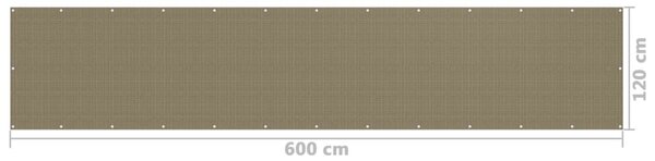 Tópszínű HDPE erkélytakaró 120 x 600 cm