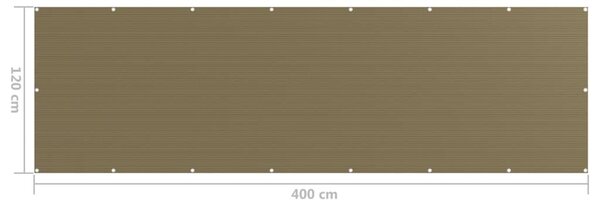 Tópszínű HDPE erkélyparaván 120 x 400 cm