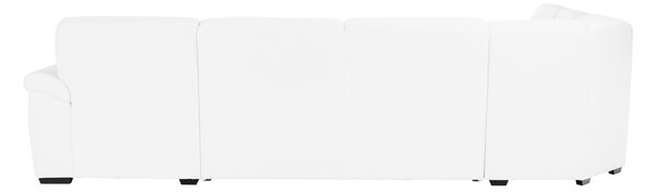 KONDELA U alakú ülőgarnitúra, textilbőr fehér, jobbos, BITER U