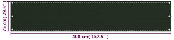 Sötétzöld HDPE erkélytakaró 75 x 400 cm
