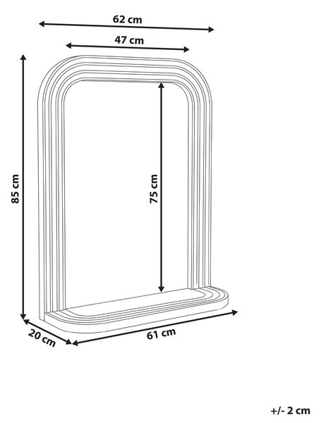 Falitükör polccal RISCLE 62 cm 85 cm Császárfa Barna