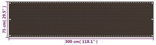 Barna HDPE erkélytakaró 75 x 300 cm