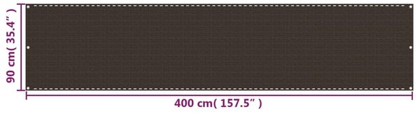 Barna HDPE erkélyparaván 90 x 400 cm