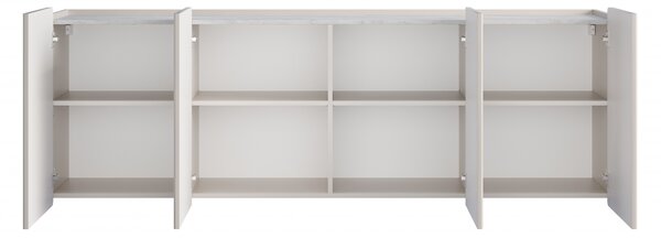 Malmi négyajtós fali komód 200 cm - kasmír / crema bianca / arany