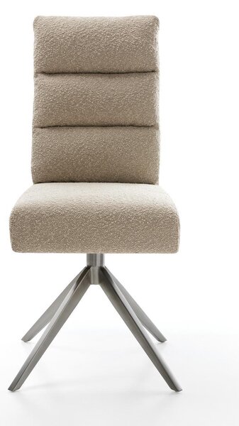 DELIFE Étkezőszék Pela-Flex bouclé sötét bézs kereszt láb széles grafit 360° forgatható billenő zsákrugós matrac