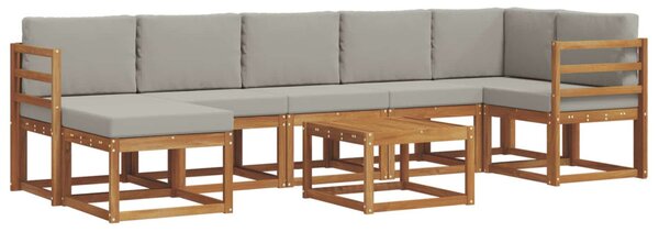 Kültéri kanapé szett 8 pcs Természetes és Világosszürke