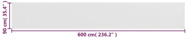 90x600 cm Fehér HDPE erkély ablak sötétítő