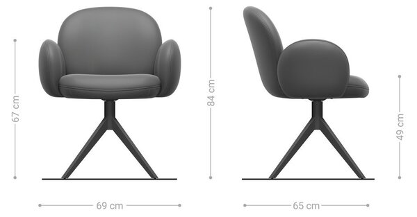 DELIFE Étkezőszék Nube-Flex karfás mikroszálas antracit vintage kereszt láb széles titán effekt felület 360° forgatható zsákrugós