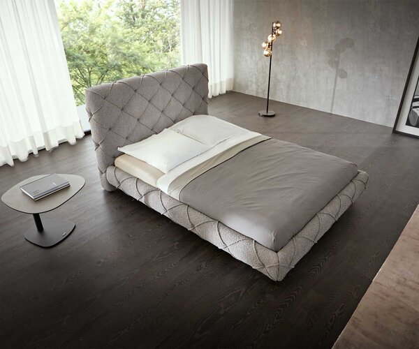 DELIFE Kárpitozott ágy Nayara 140x200 cm bouclé ezüstszürke