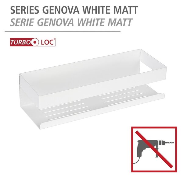 Matt fehér öntapadós rozsdamentes acél Turbo-Loc fürdőszobai polc Genova – Wenko